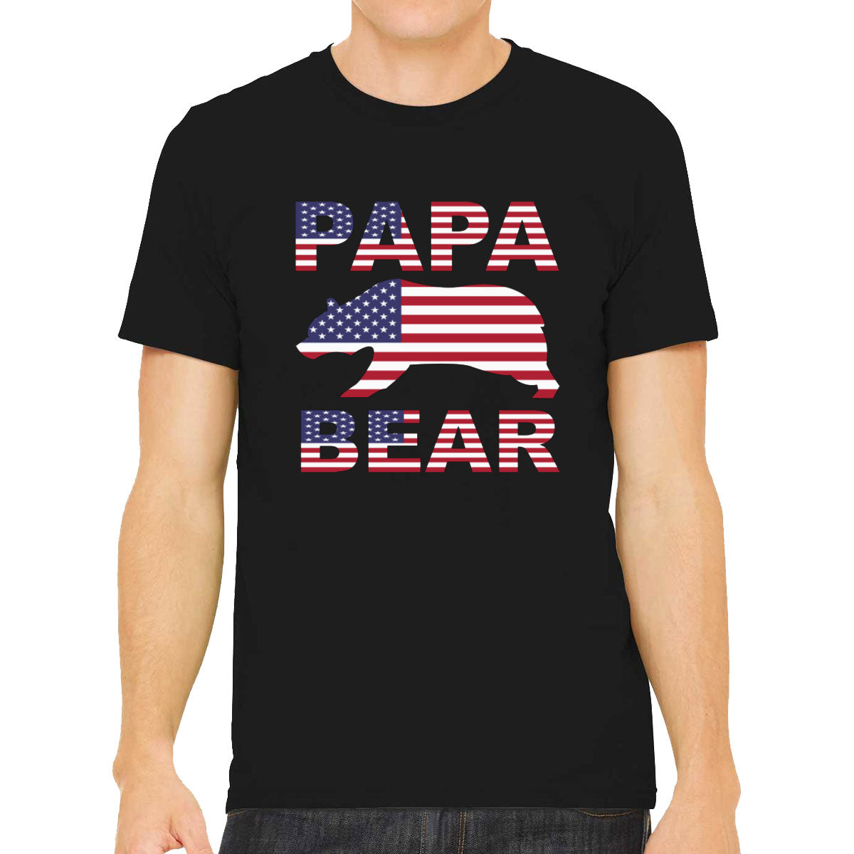 Papa Bear American Flag Men's T-shirt