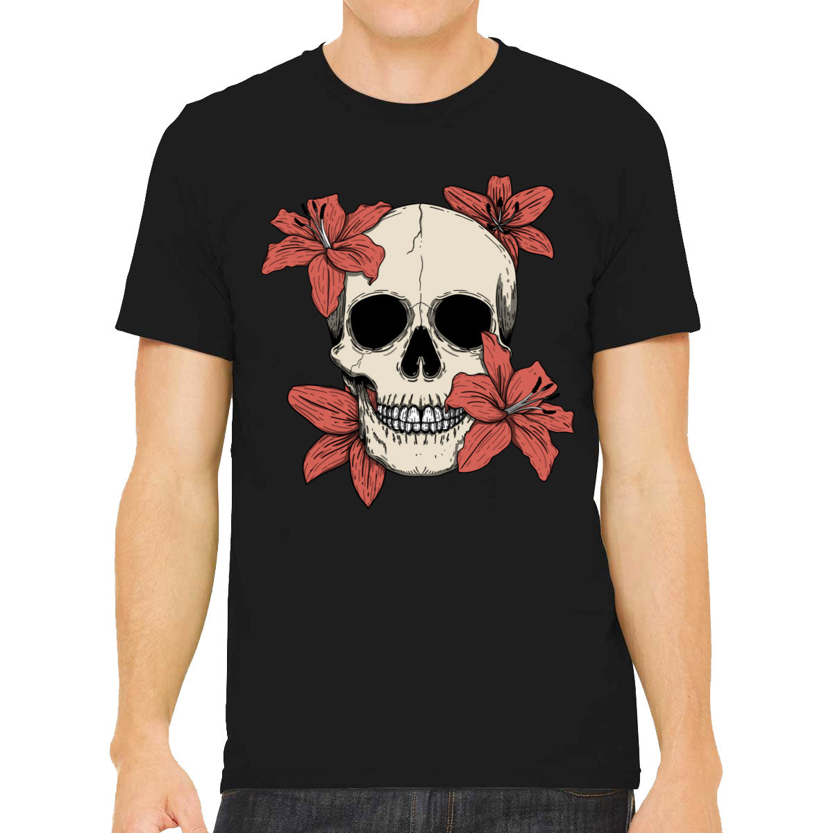 Skull With Flowers Men's T-shirt