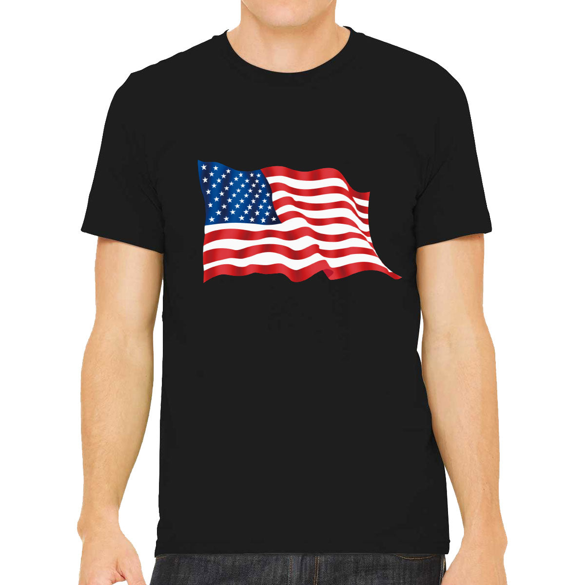 Waving American Flag Patriotic Men's T-shirt