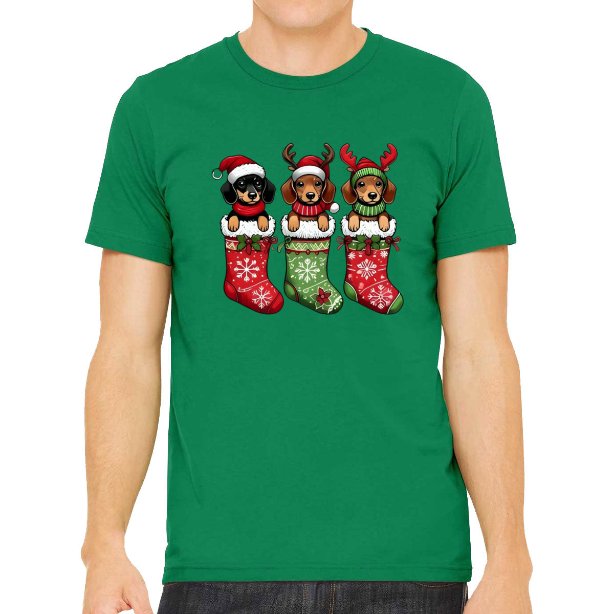 Dogs In Christmas Stockings Men's T-shirt