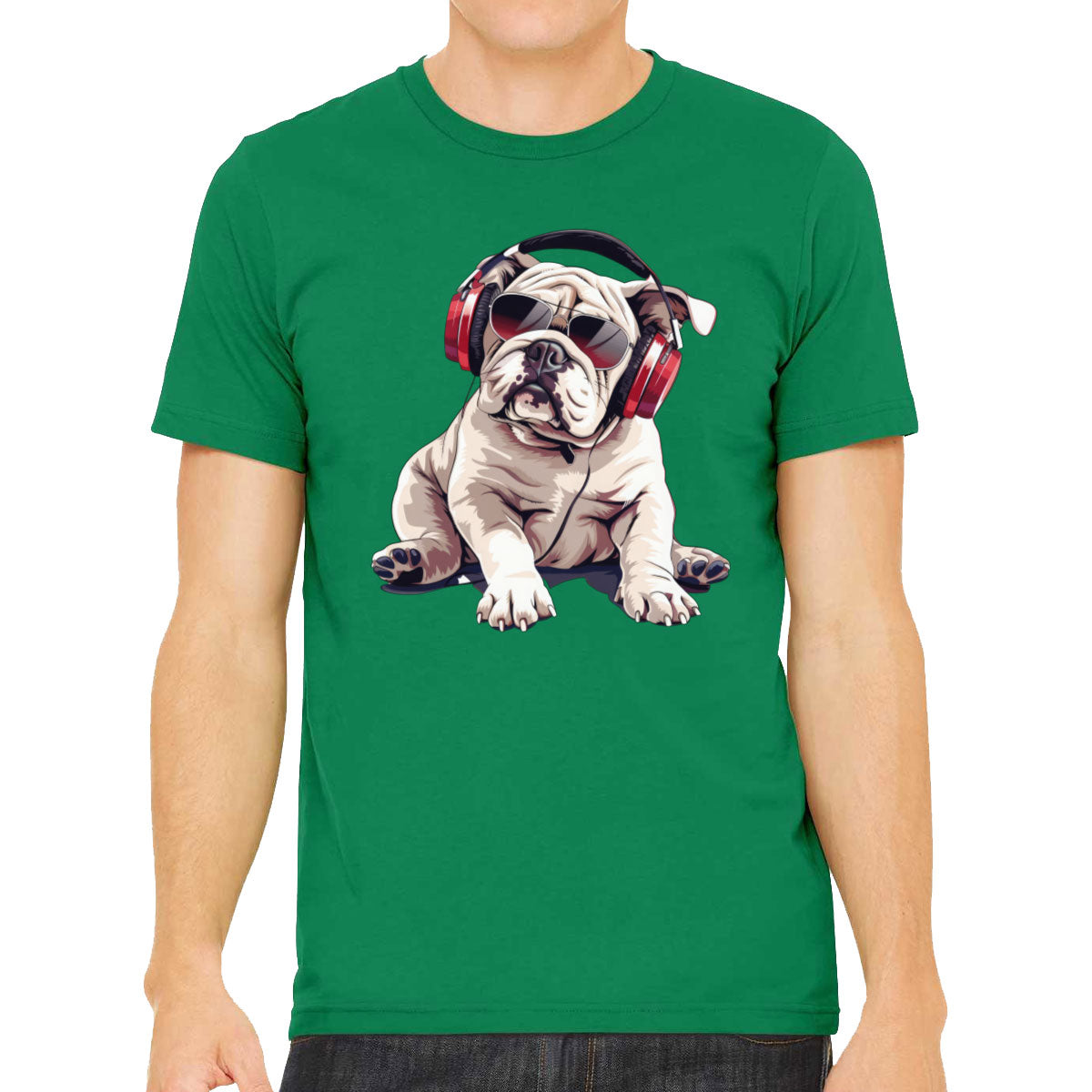 Cool Bulldog With Headphone And Sunglasses Men's T-shirt