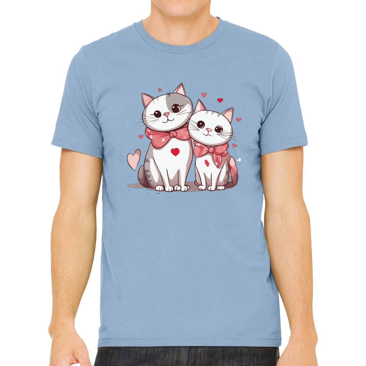 Cute Cat Couples Valentine's Day Men's T-shirt