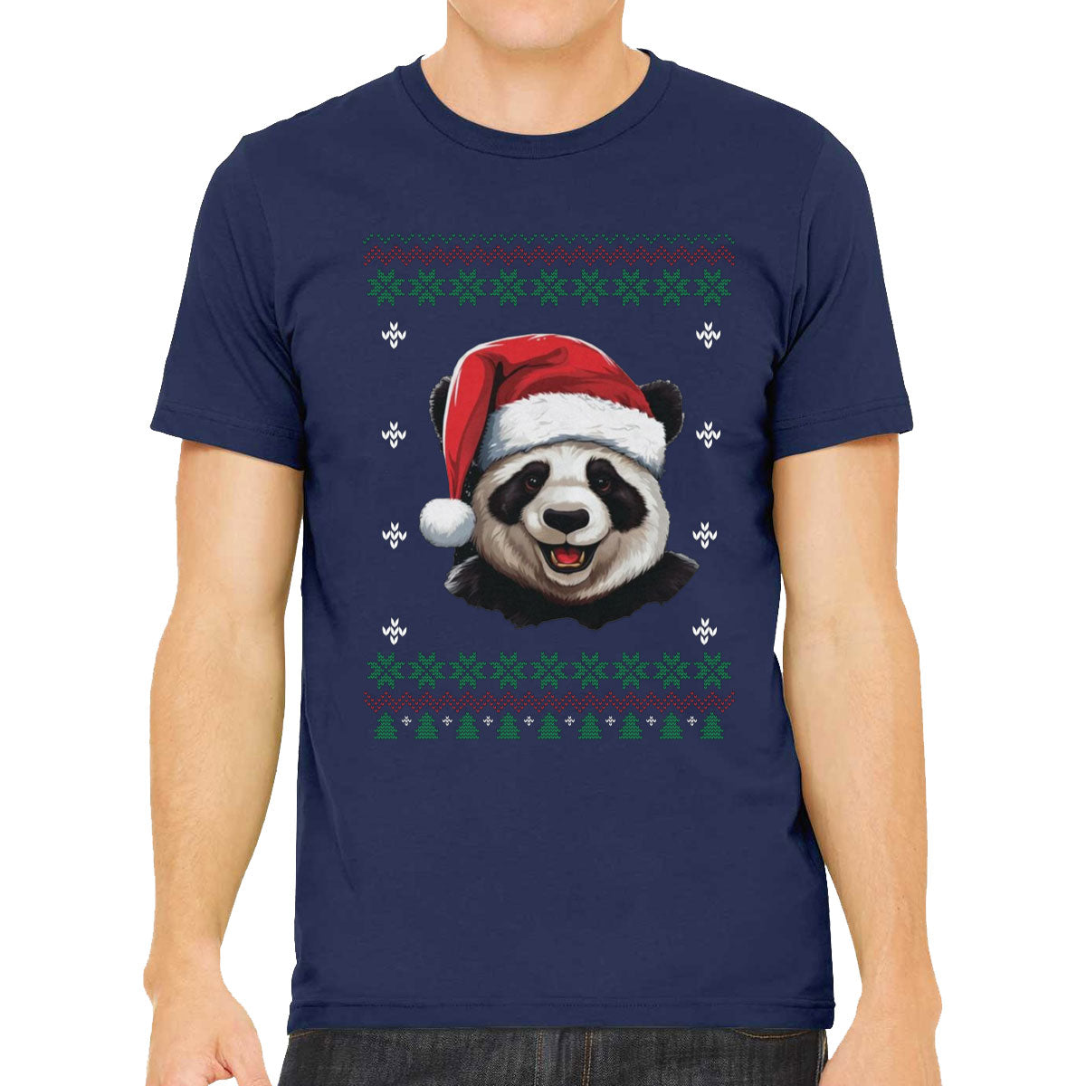 Panda With Santa Hat Ugly Christmas Sweater Men's T-shirt