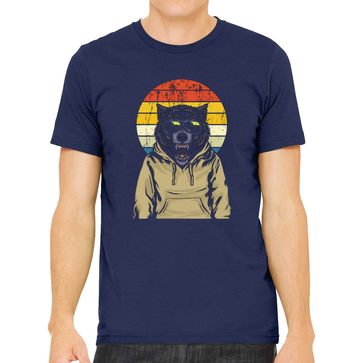 Wolf Retro Sunset Men's T-shirt