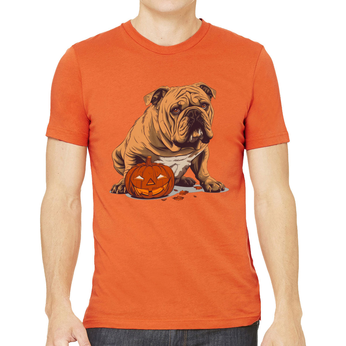 Bulldog With Halloween Pumpkin Men's T-shirt