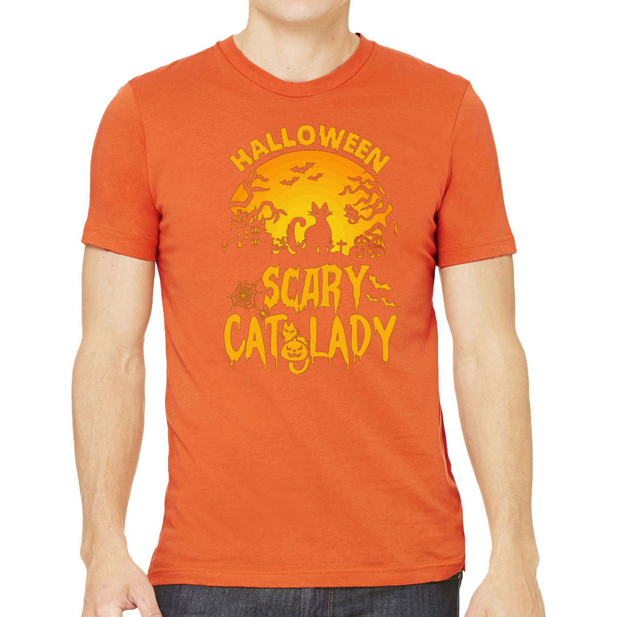 Scary Cat Lady Halloween Men's T-shirt
