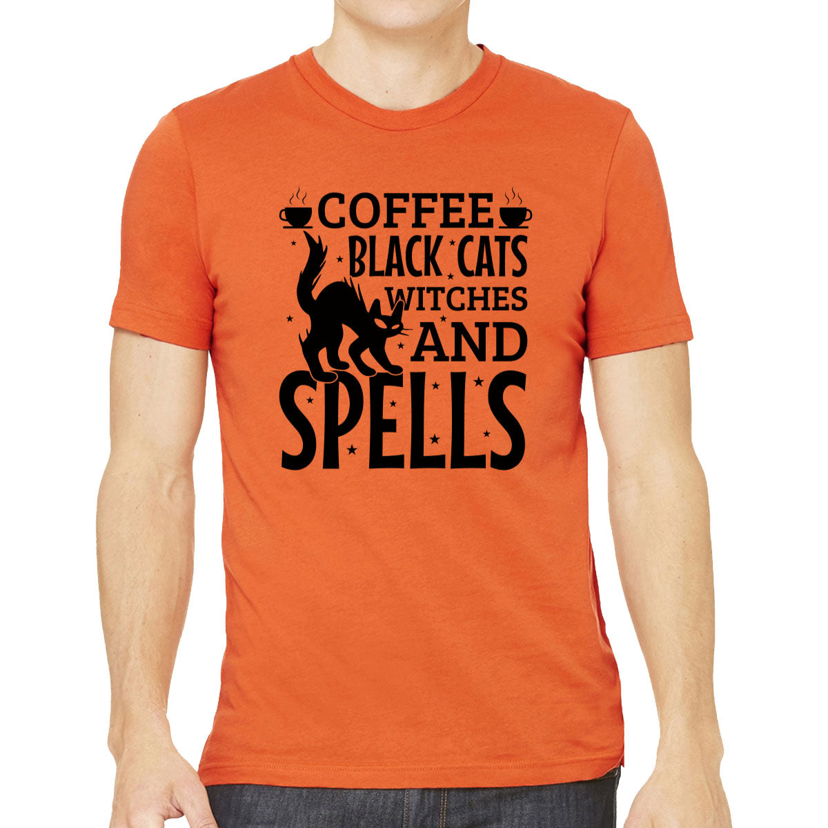 Coffee Black Cats Witches And Spells Halloween Men's T-shirt