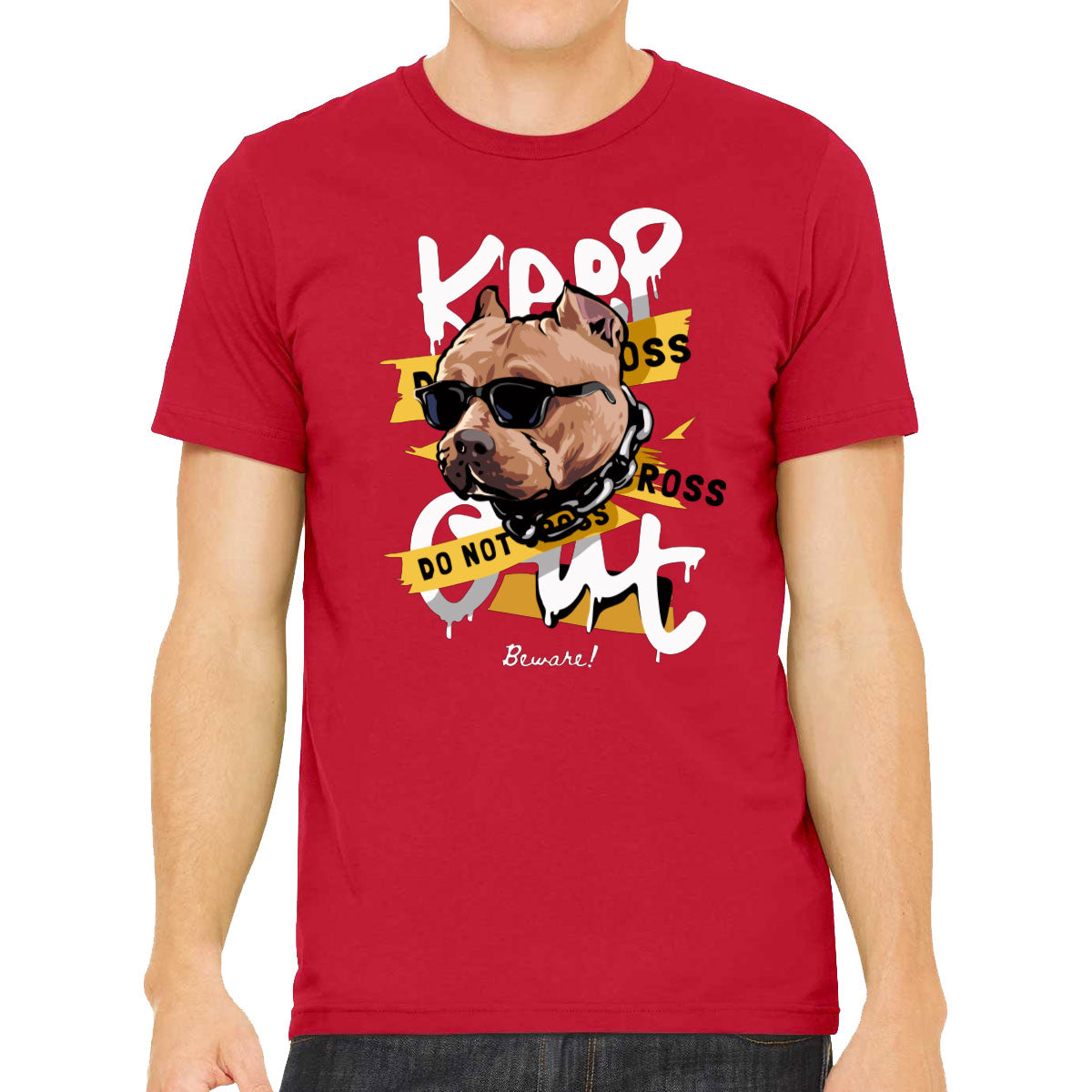 Keep Out Pitbull Dog Men's T-shirt