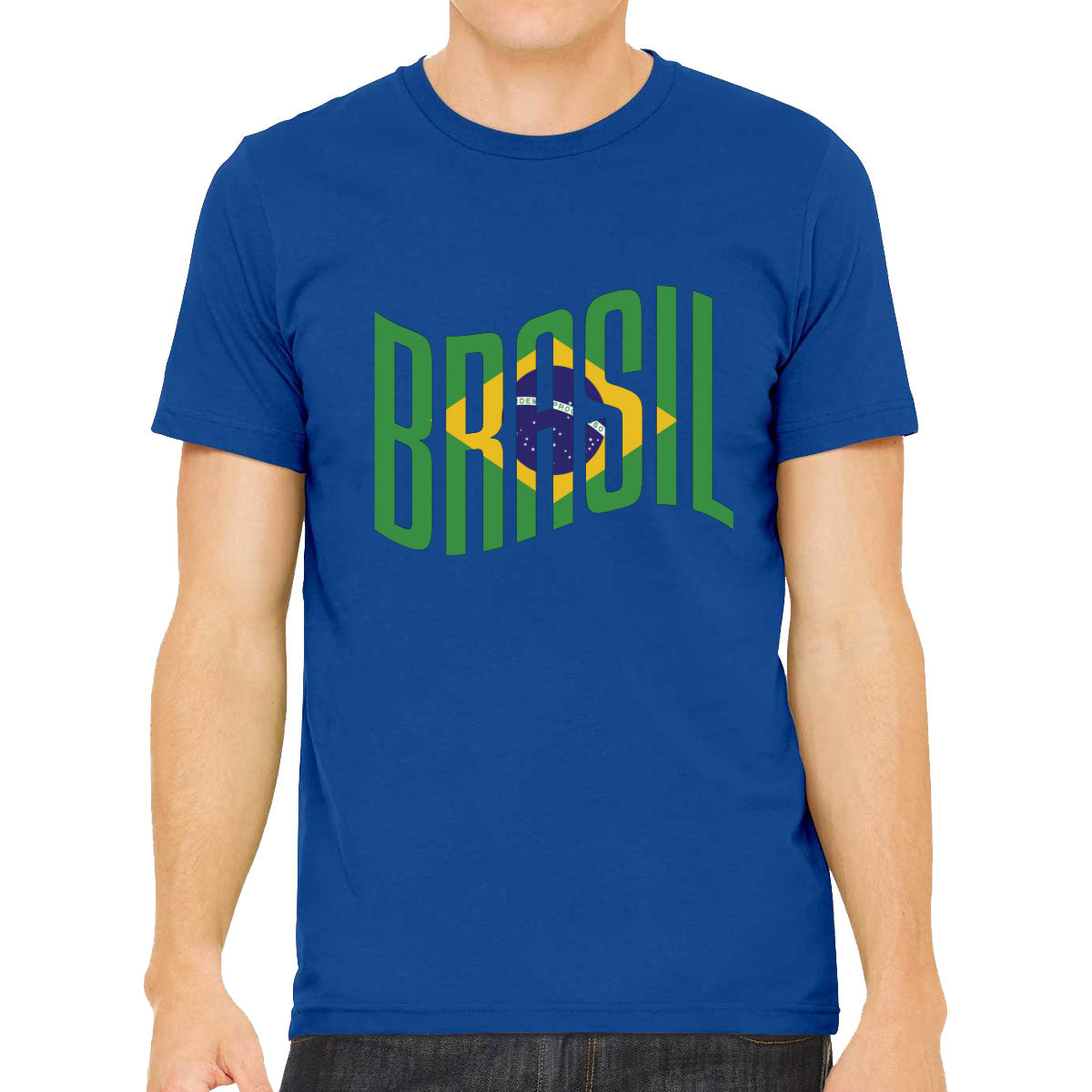 Brasil Typography With Brazil Flag Men's T-shirt