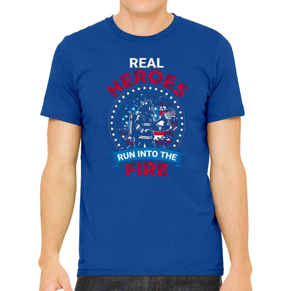 Real Heroes Run Into The Fire Firefighter Men's T-shirt