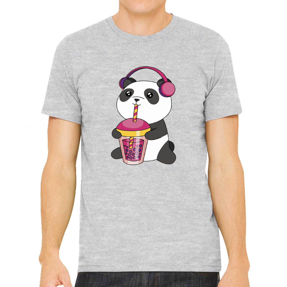 Panda Drinking Bubble Tea Men's T-shirt