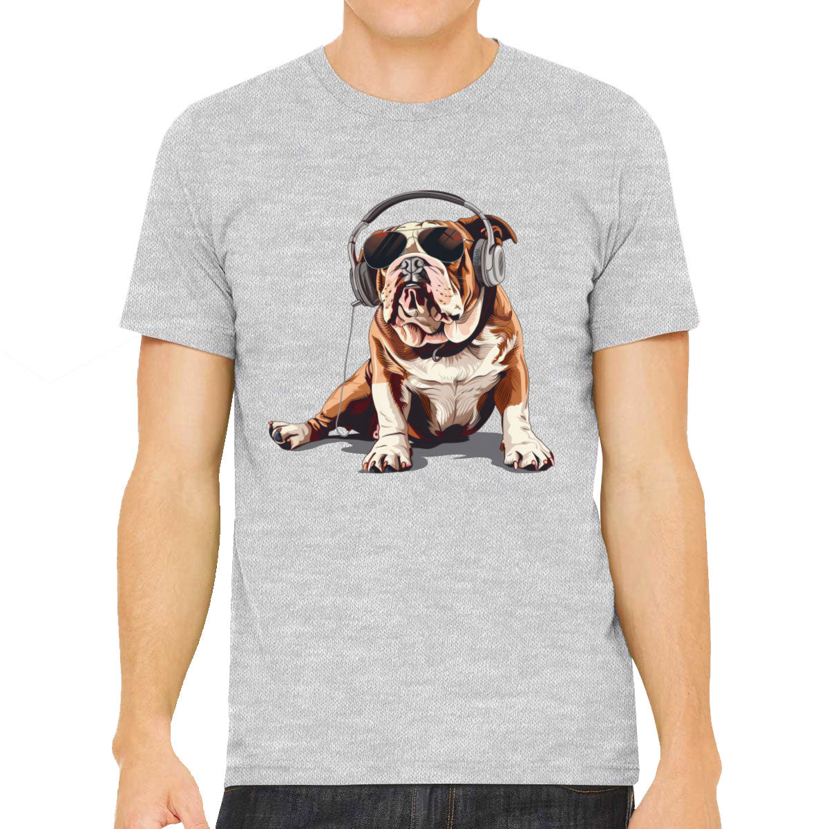 Bulldog With Headphone Men's T-shirt