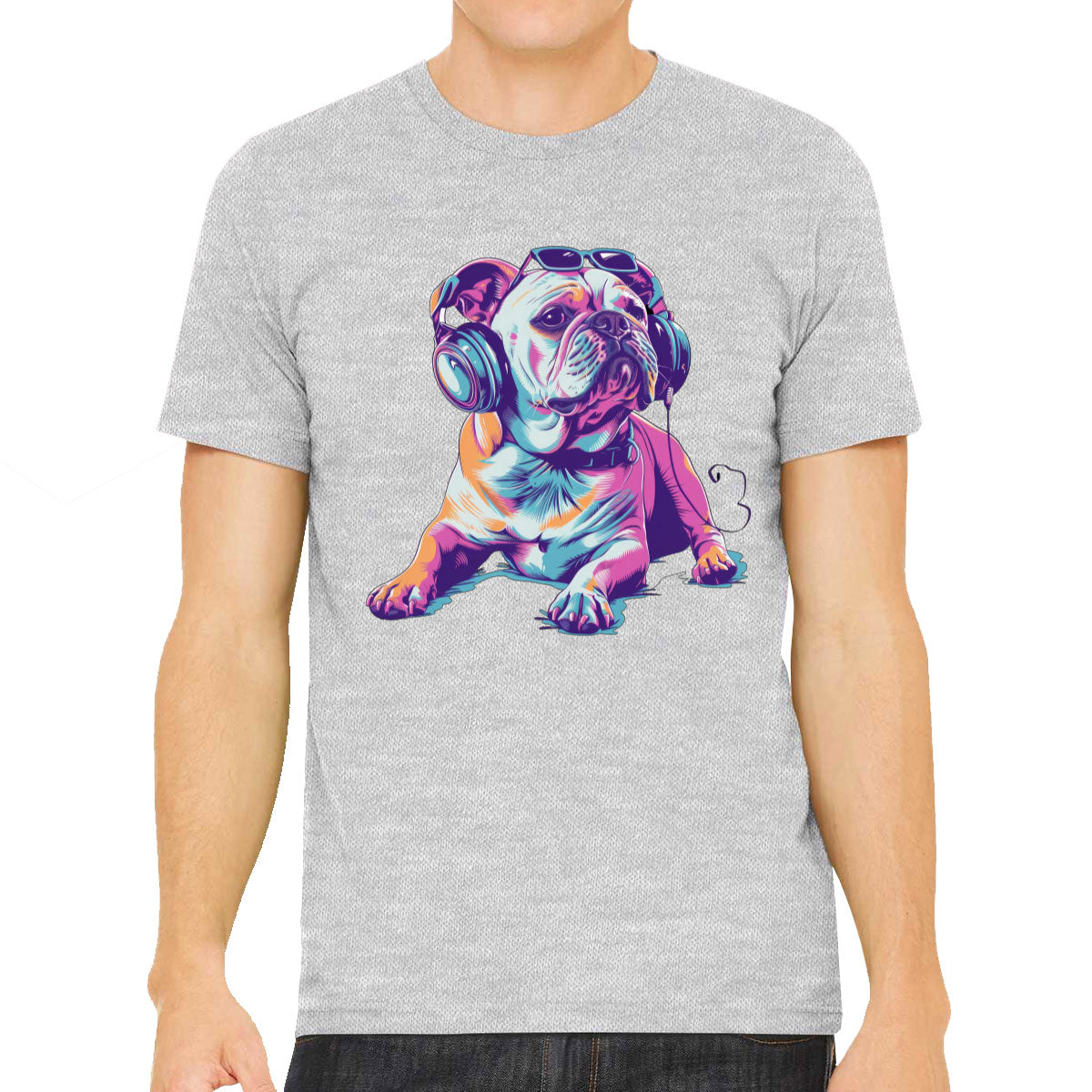 Bulldog With Headphone And Sunglasses Men's T-shirt