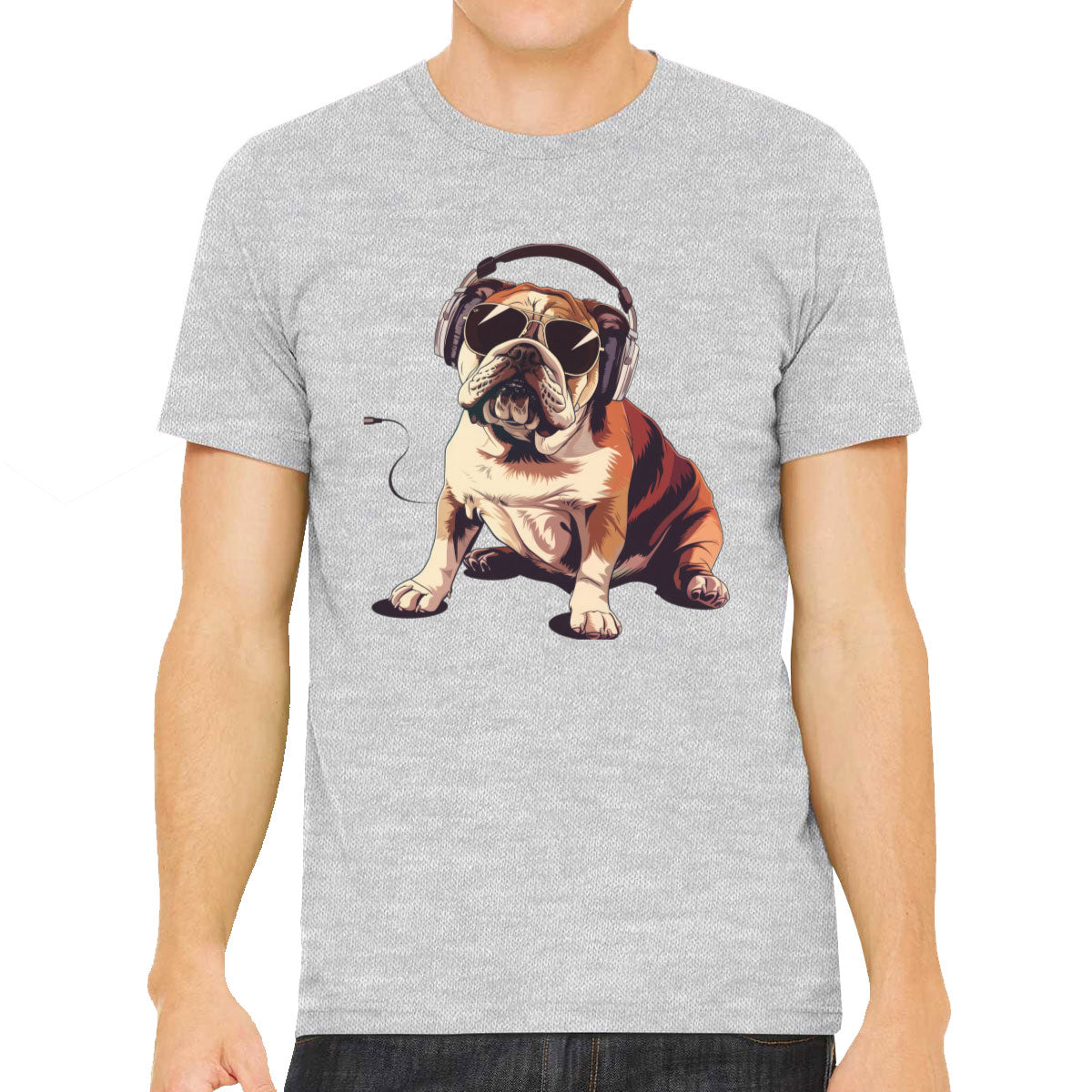 Bulldog With Headphone Men's T-shirt