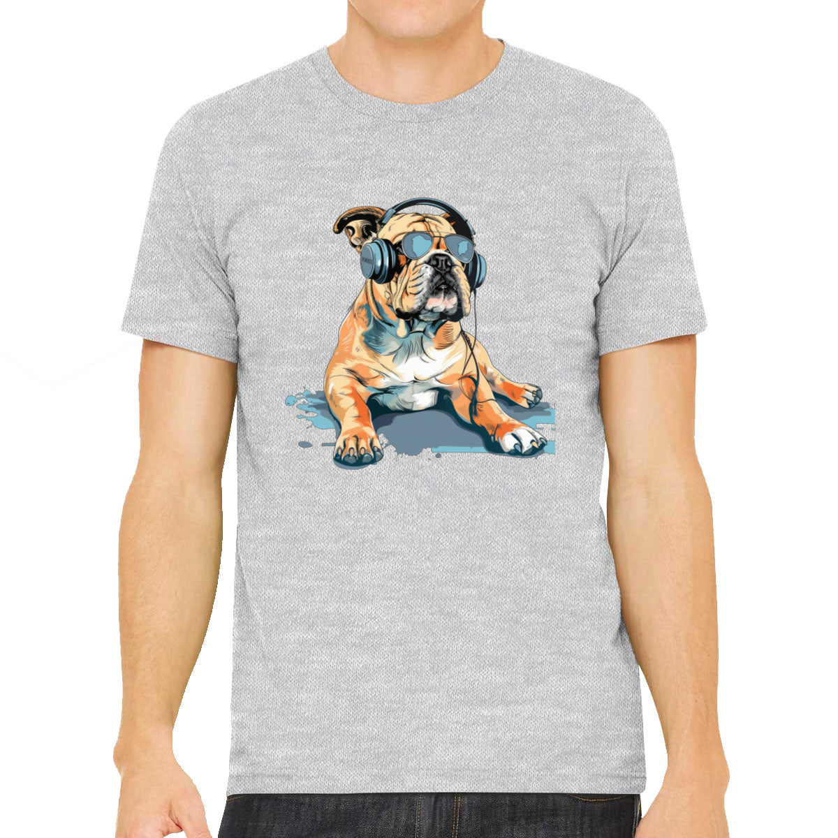 Bulldog With Headphone And Sunglasses Men's T-shirt