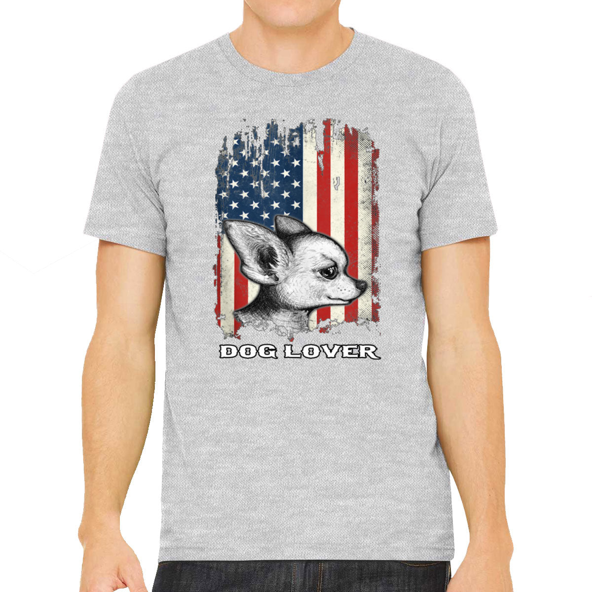 Chihuahua Dog Lover With American Flag Men's T-shirt