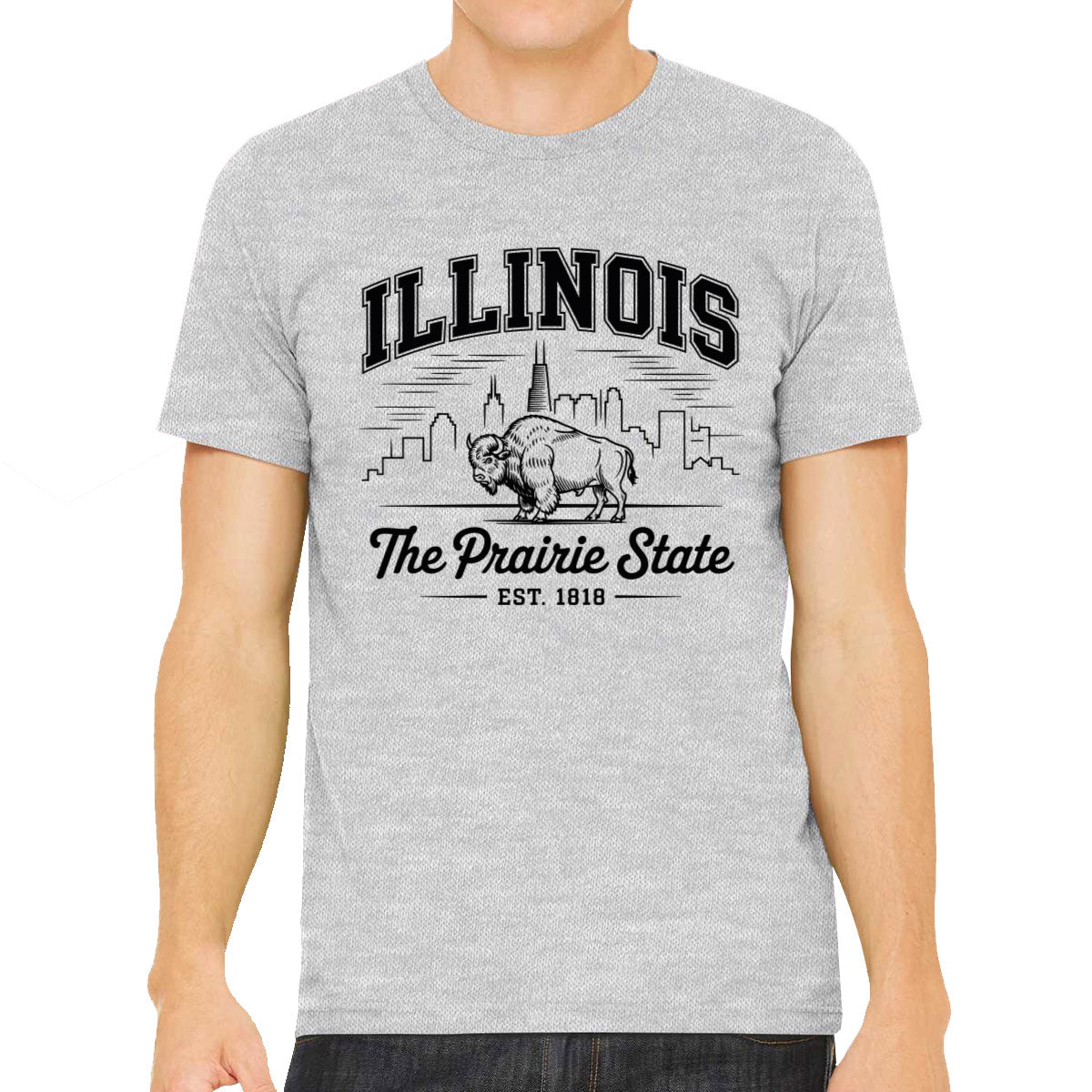 Illinois Cityscape Illustration The Prairie State Men's T-shirt