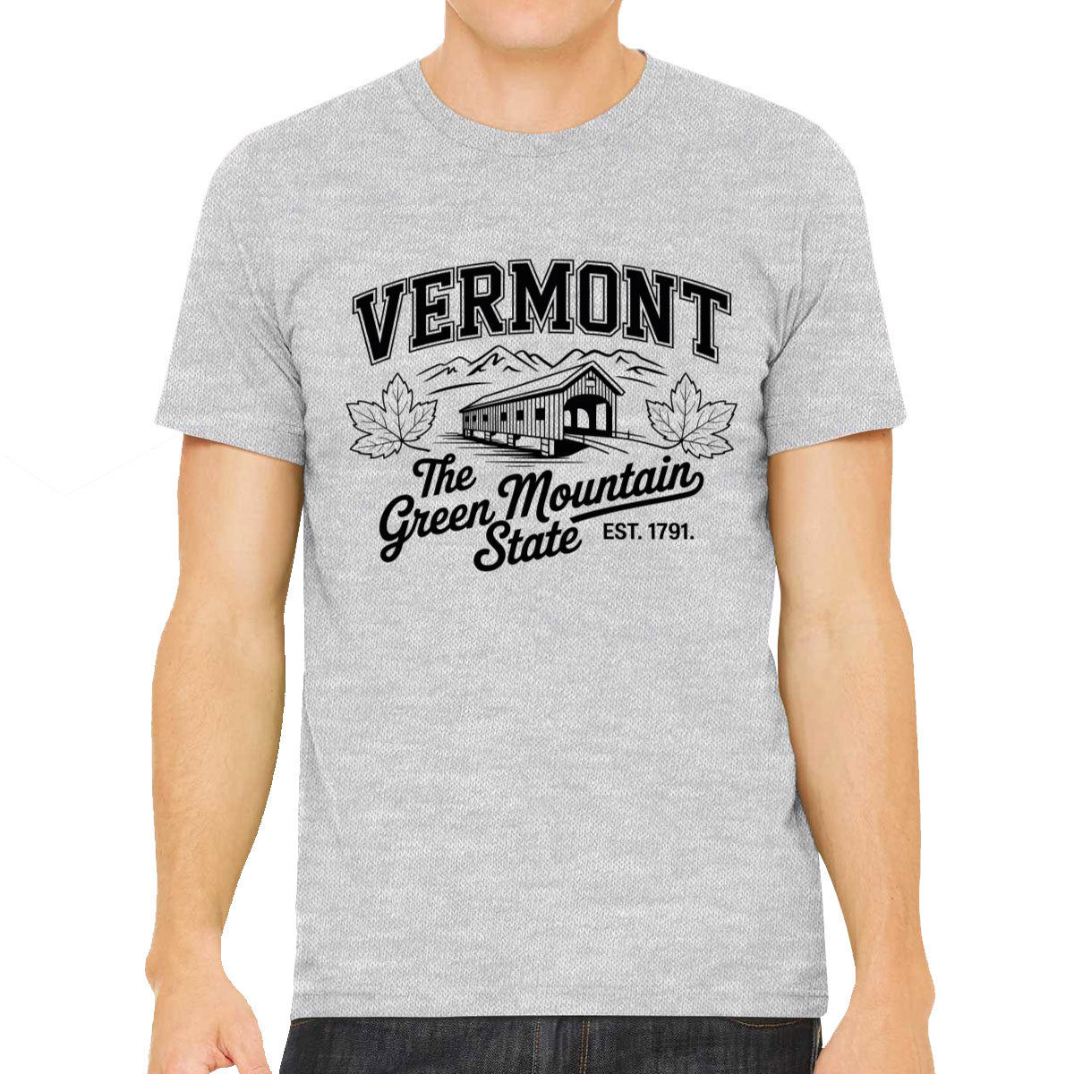 Vermont Cityscape Illustration The Green Mountain State Men's T-shirt