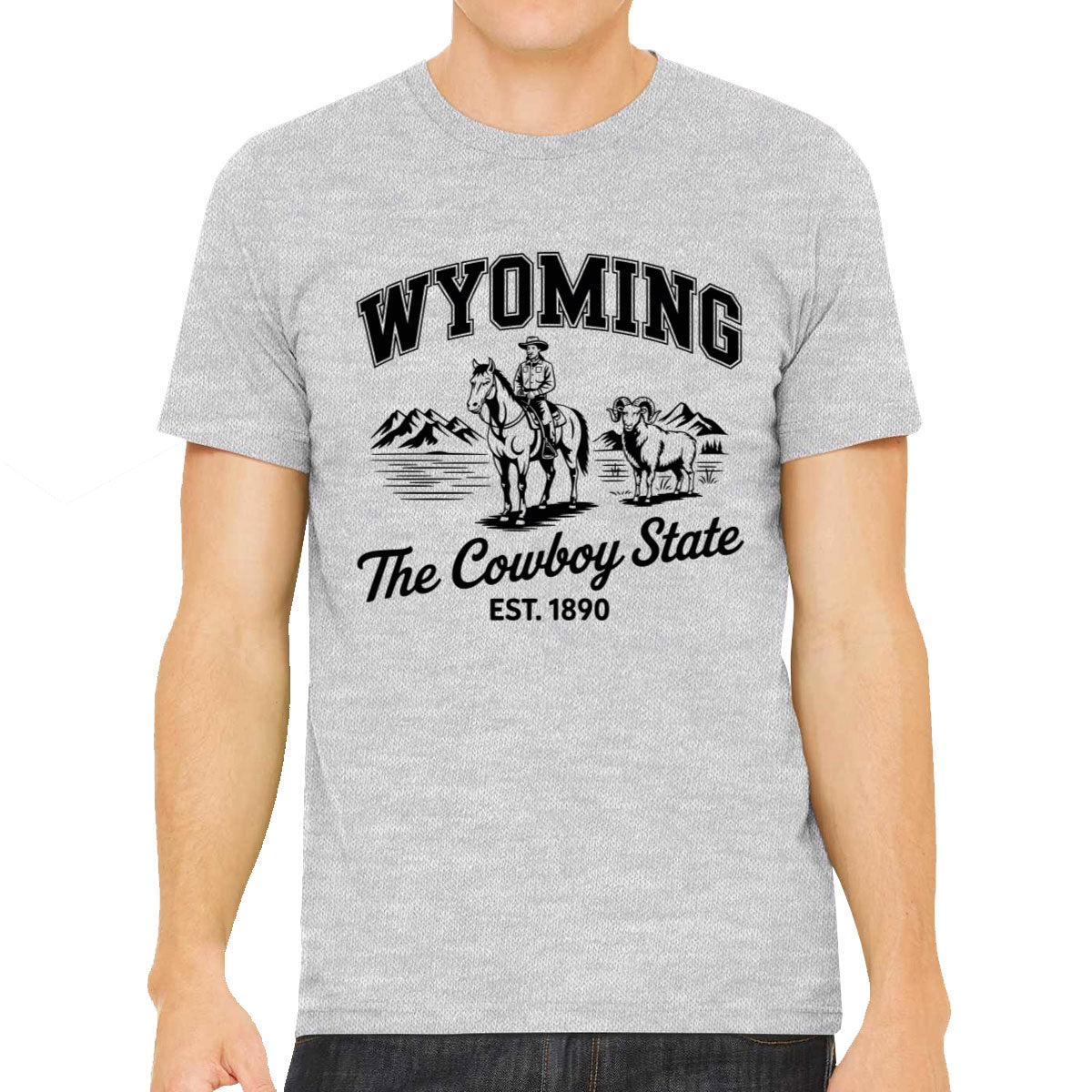 Wyoming Cityscape Illustration The Cowboy State Men's T-shirt