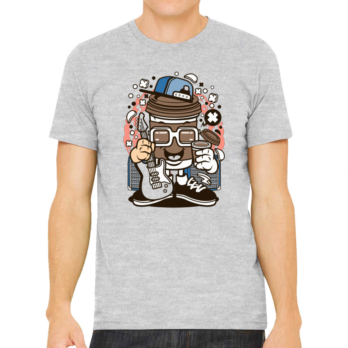 Coffee Cup Rock Cartoon Men's T-shirt