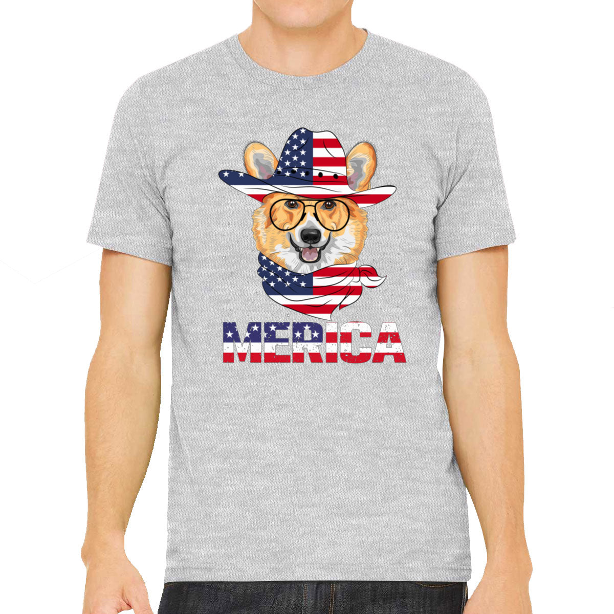 Corgi Merica Patriotic Men's T-shirt