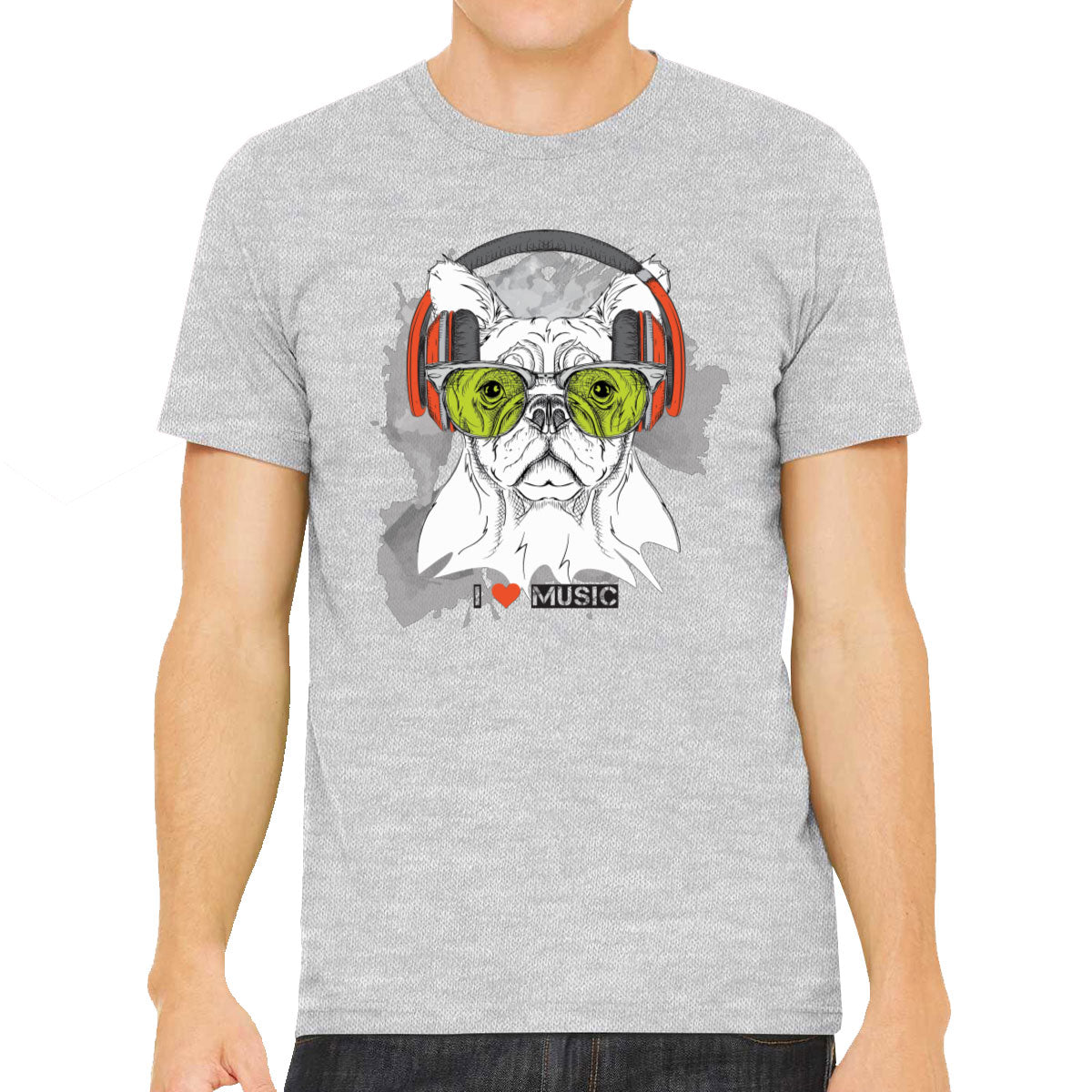 I Love Music Dog With Headphones Men's T-shirt