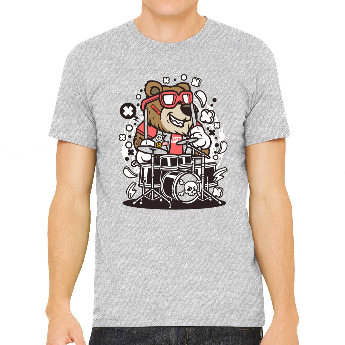 Cool Punk Rock Bear Drummer Men's T-shirt
