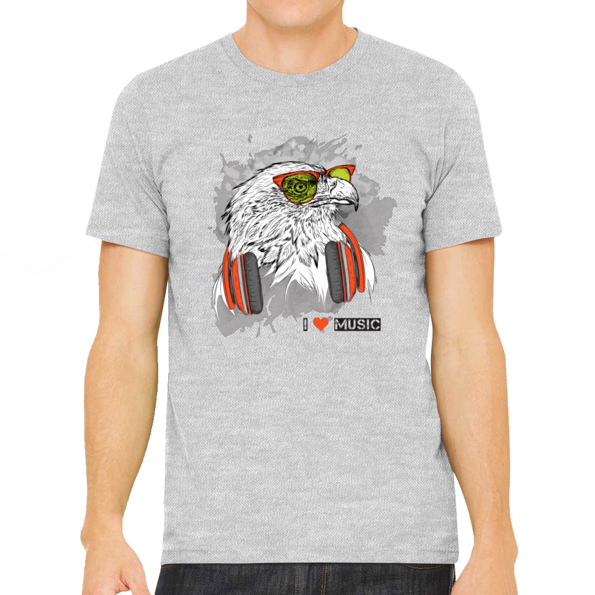 I Love Music Eagle With Headphones Men's T-shirt