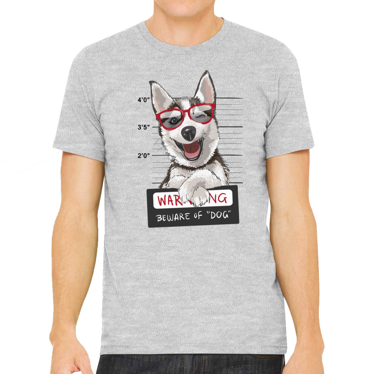 Happy Husky Dog Mugshot Men's T-shirt