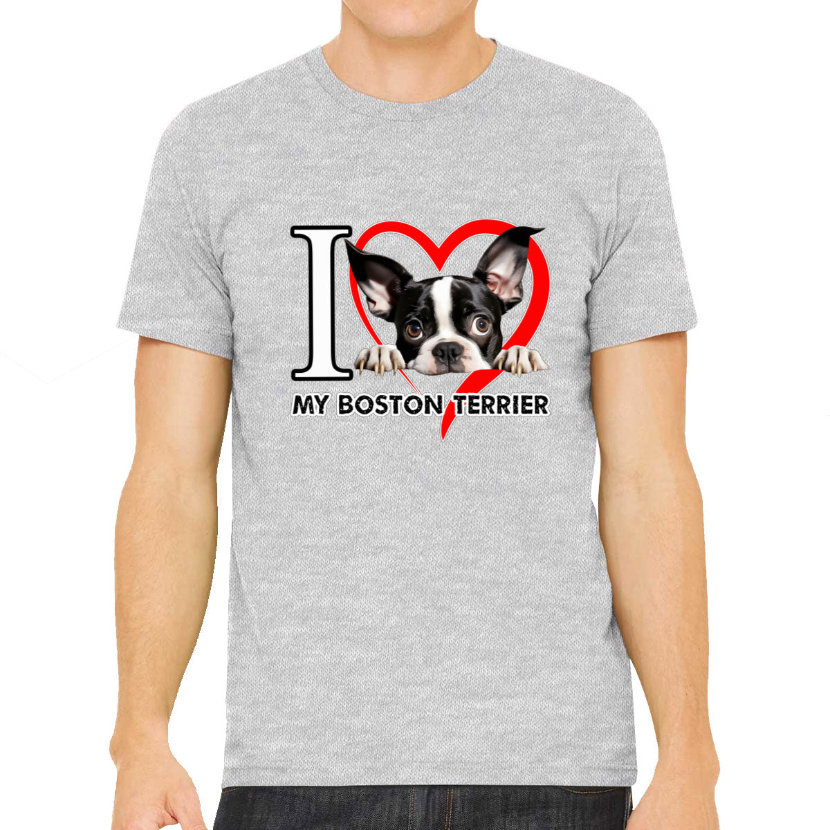 I Love My Boston Terrier Dog Men's T-shirt