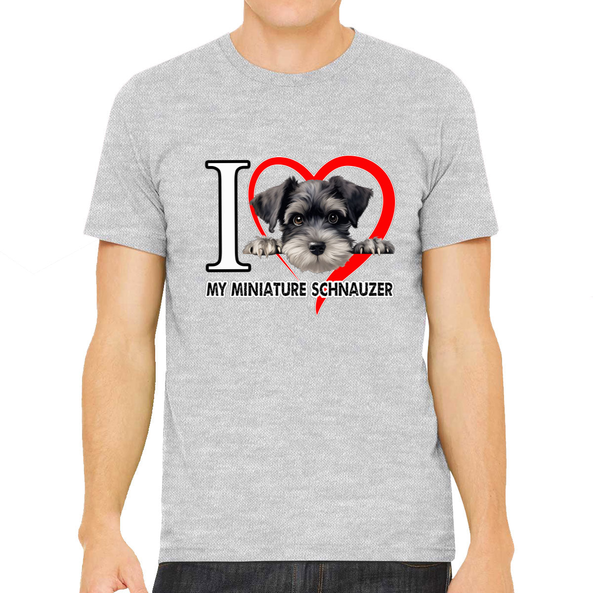 I Love My Miniature Schnauzer Dog Men's T-shirt