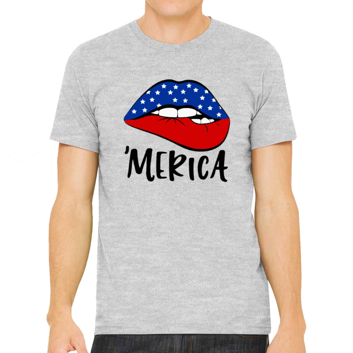 Lipstick Merica American Flag Patriotic Men's T-shirt