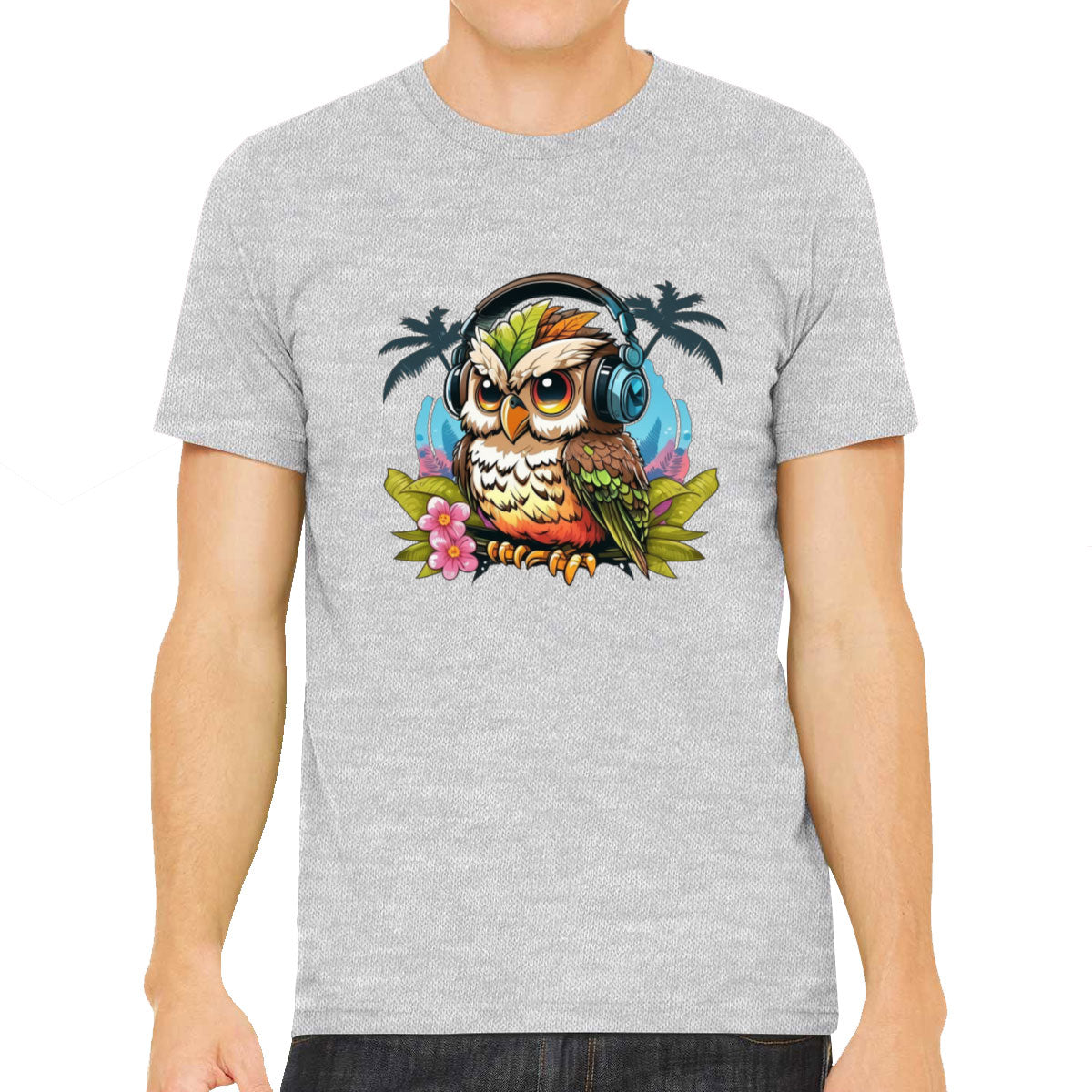 Owl Wearing Headphone Men's T-shirt