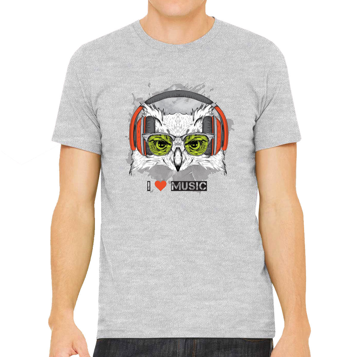 I Love Music Owl With Headphones Men's T-shirt
