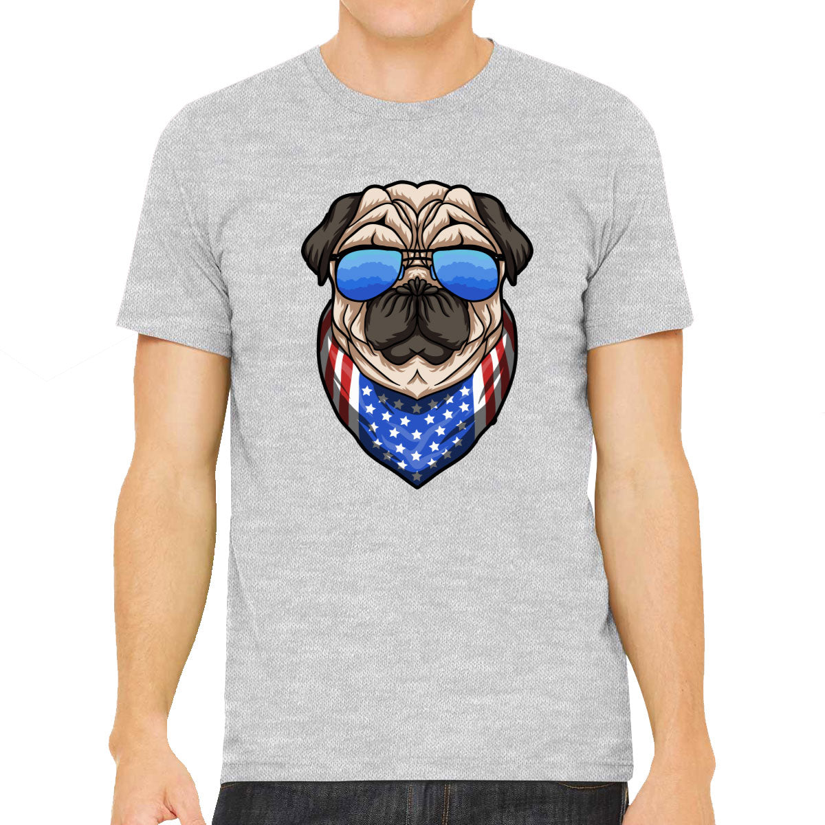 Pug Dog With Sunglasses And Bandana Men's T-shirt