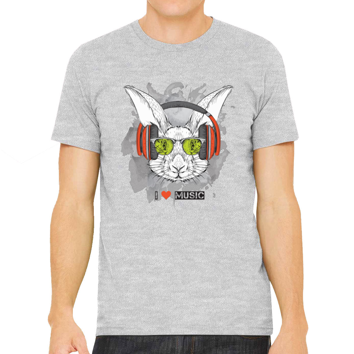 I Love Music Rabbit With Headphones Men's T-shirt