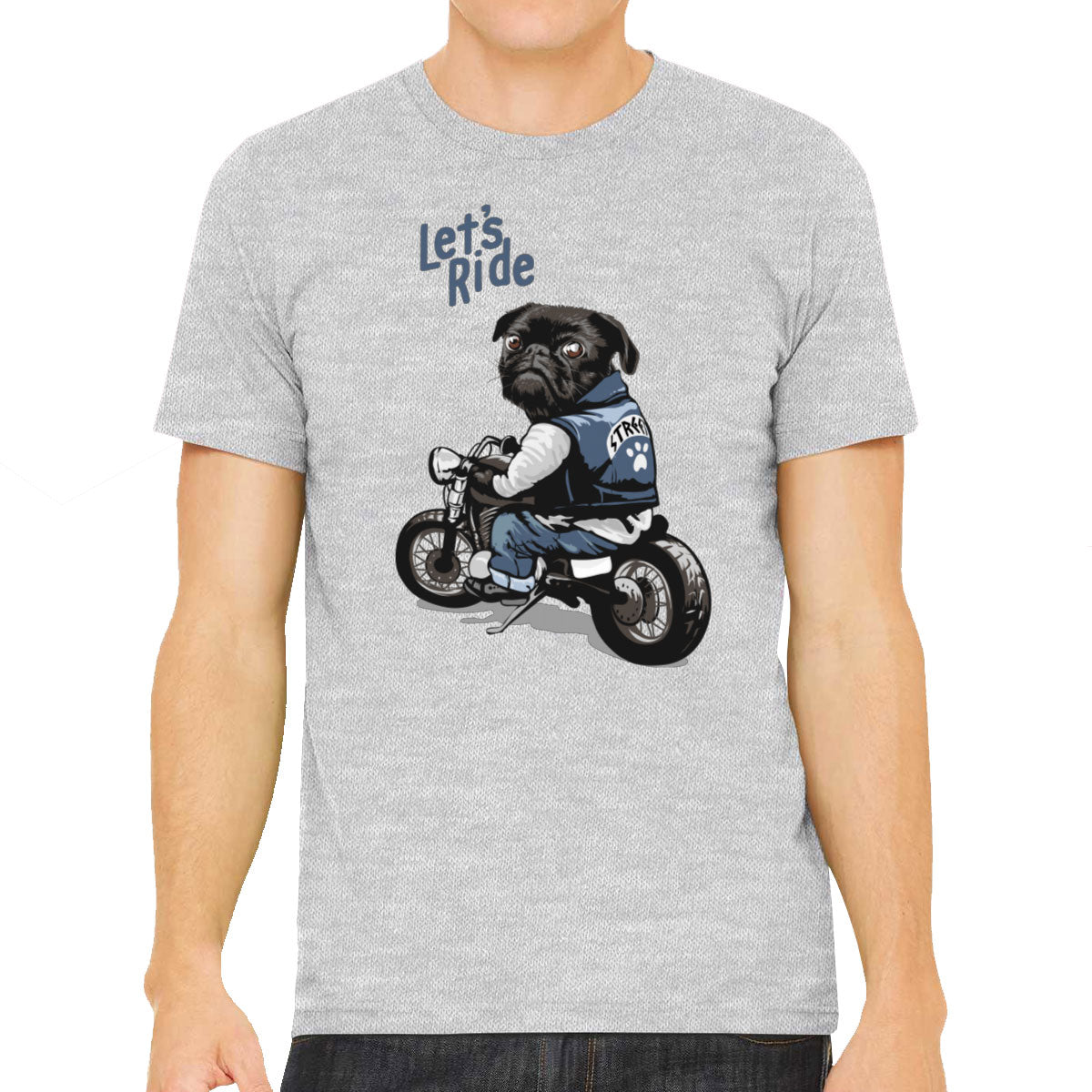 Pug Dog Riding Motorcycle Men's T-shirt