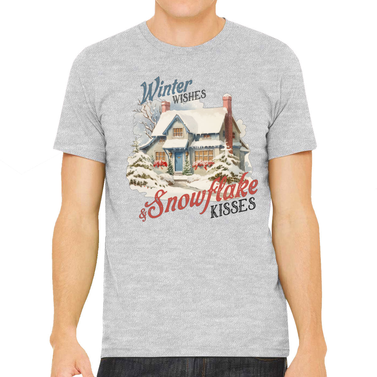 Winter Wishes And Snowflake Kisses Christmas Men's T-shirt