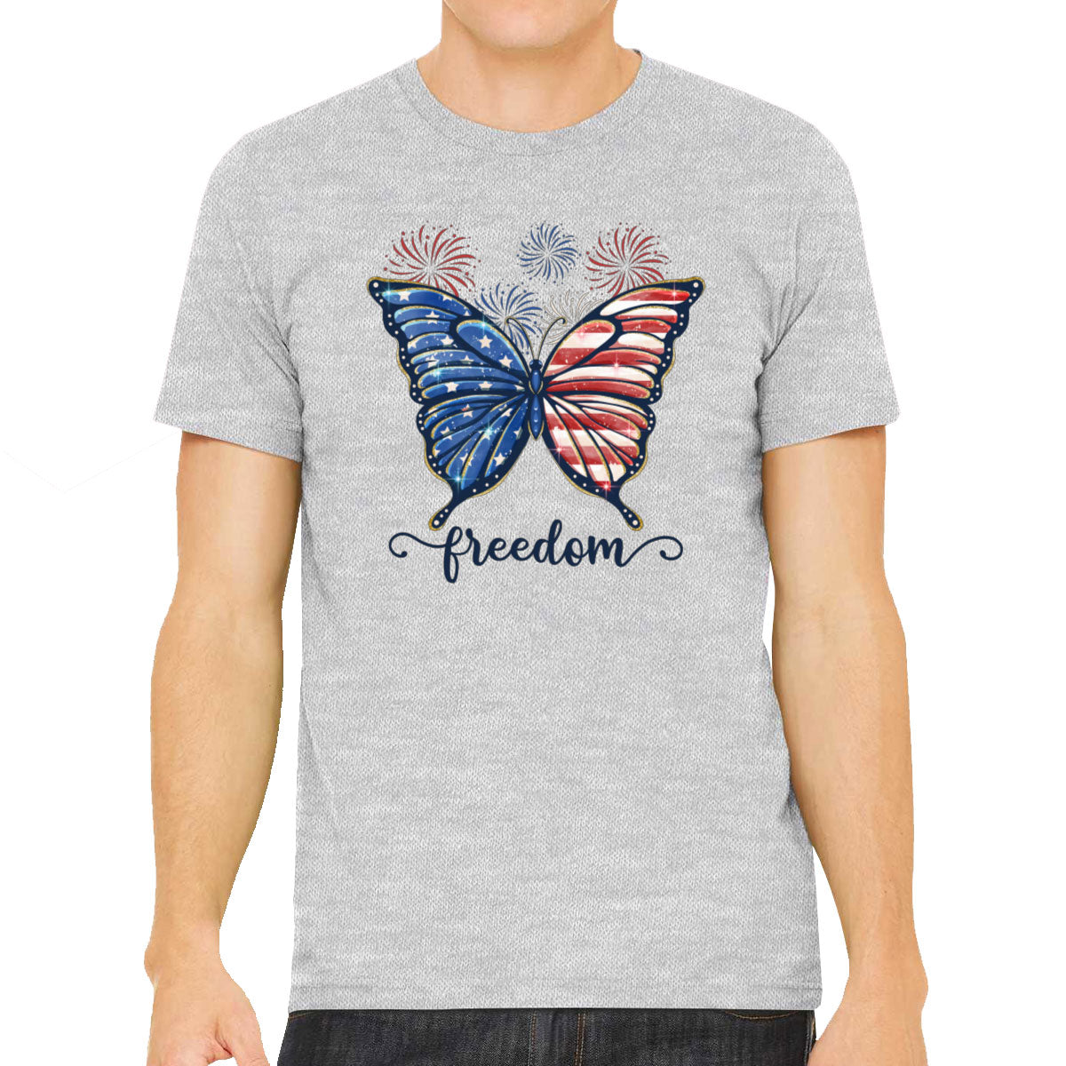 Freedom Butterfly USA Patriotic Men's T-shirt