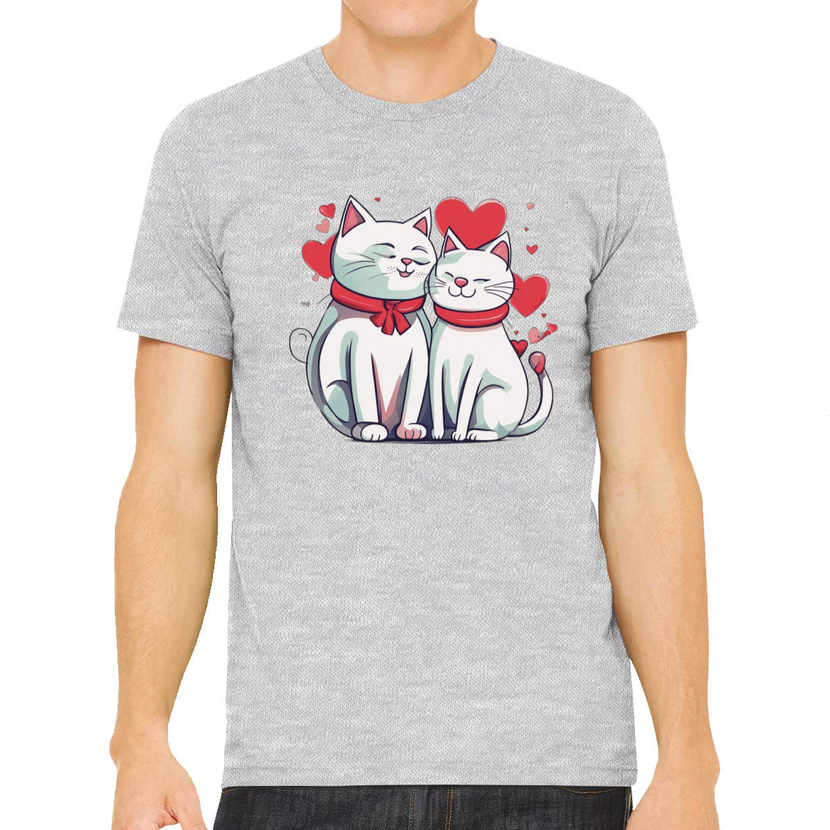 Cute Cat Couples Valentine's Day Men's T-shirt