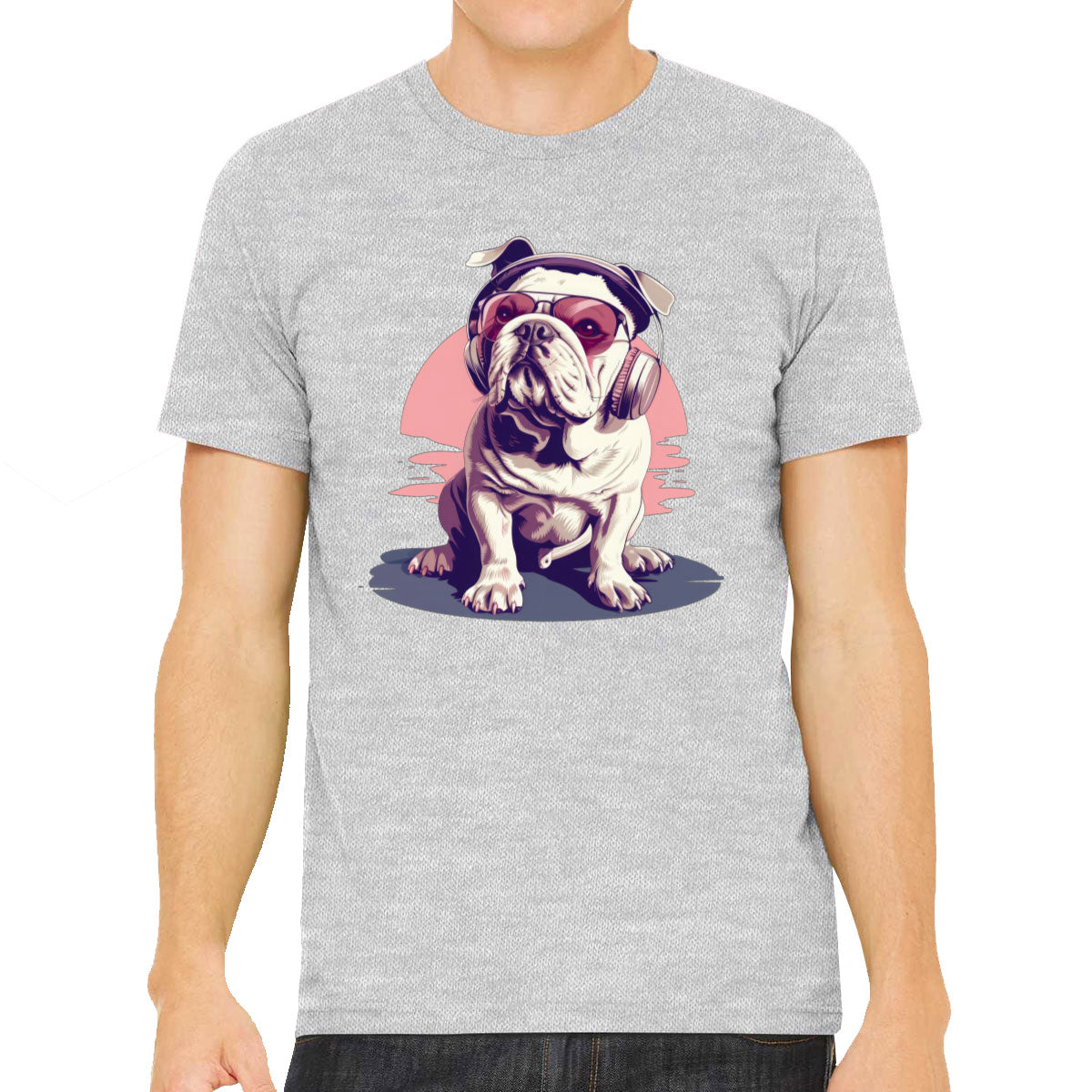 Vintage Bulldog With Headphone And Sunglasses Men's T-shirt