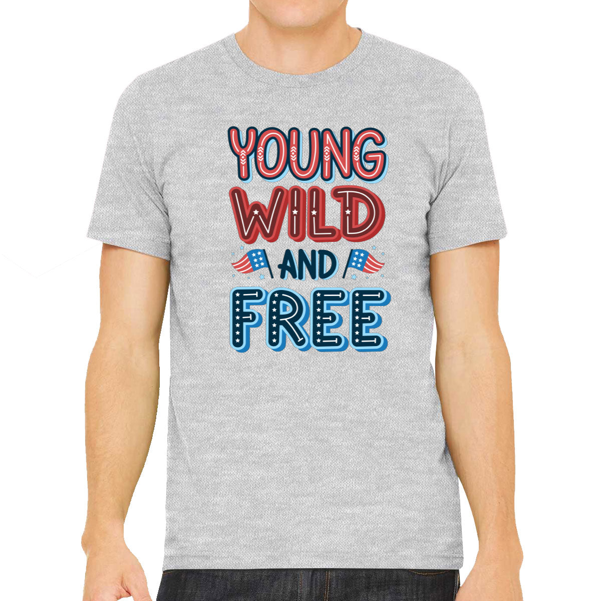 Young Wild And Free Patriotic Men's T-shirt