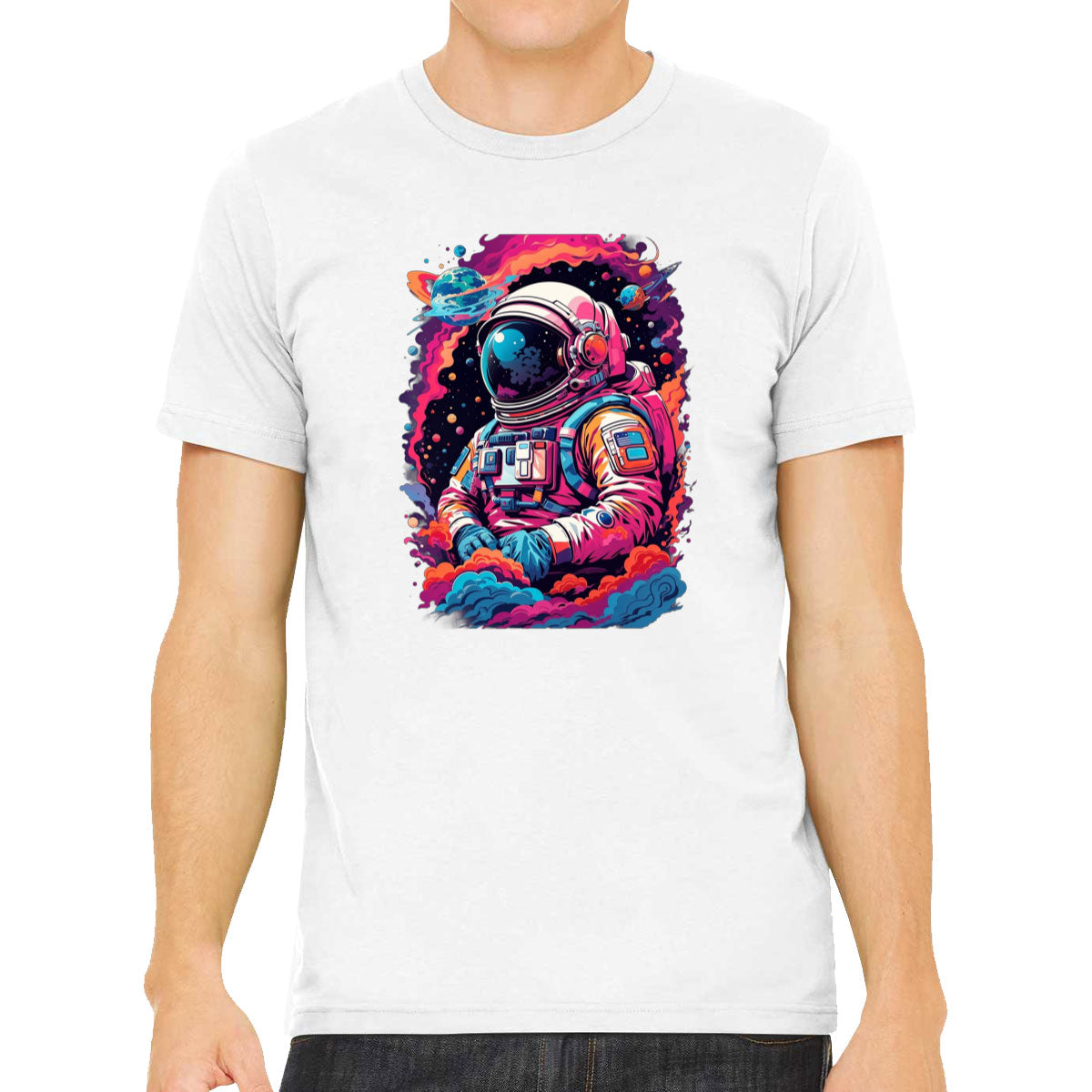 Illustration Colorful Astronaut in the Galaxy Men's T-shirt