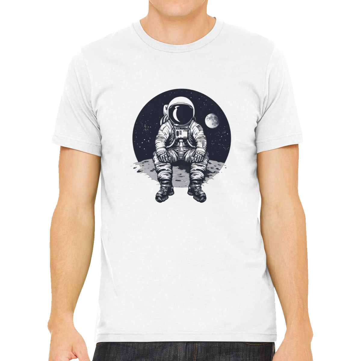 Astronaut Sitting On Moon Men's T-shirt