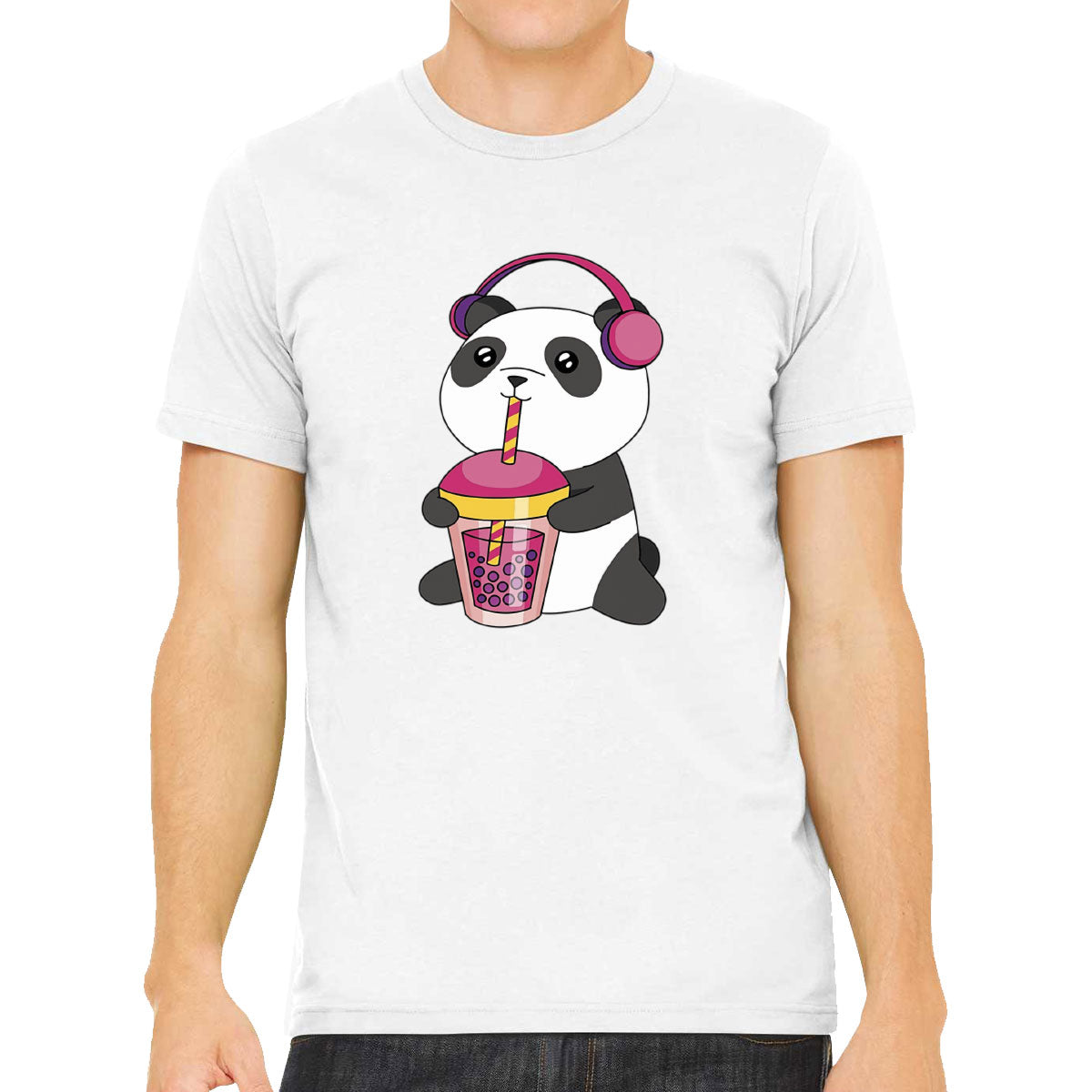 Panda Drinking Bubble Tea Men's T-shirt