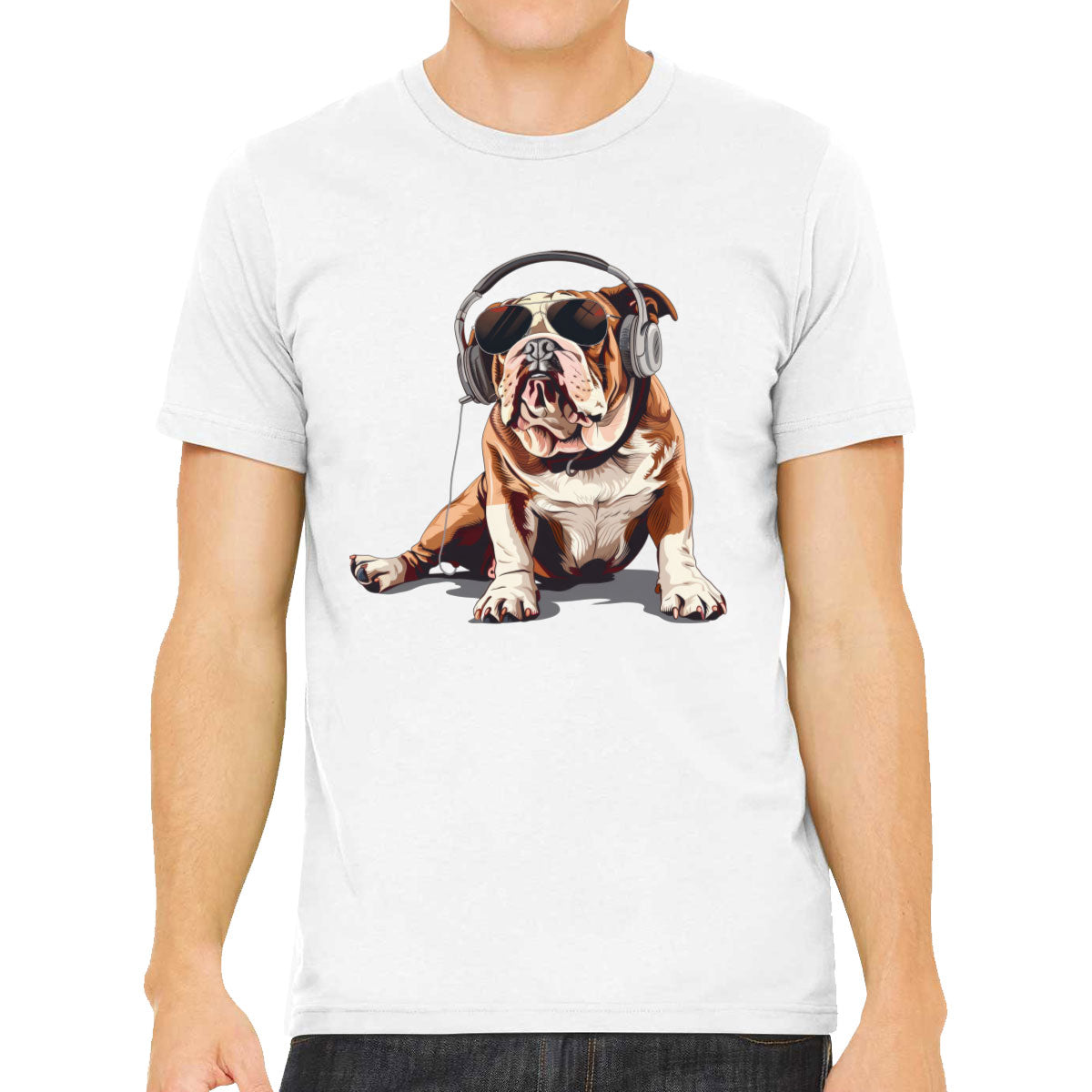 Bulldog With Headphone Men's T-shirt