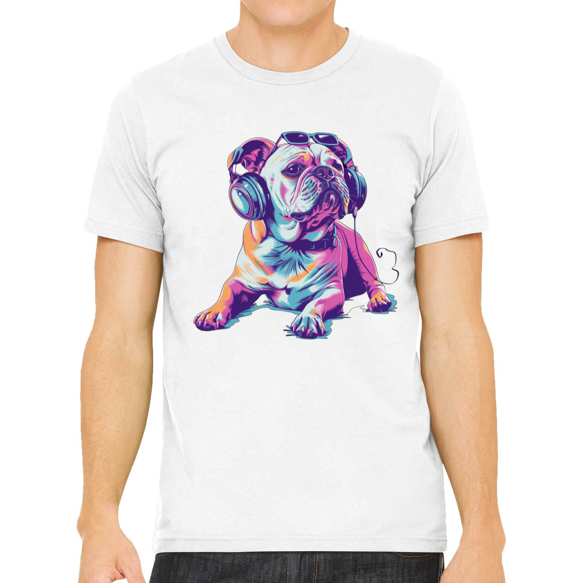 Bulldog With Headphone And Sunglasses Men's T-shirt