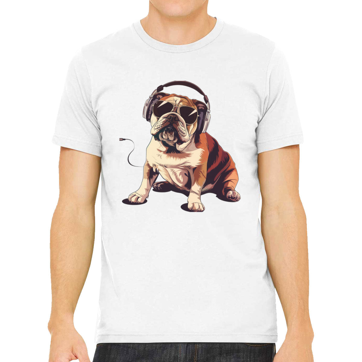 Bulldog With Headphone Men's T-shirt