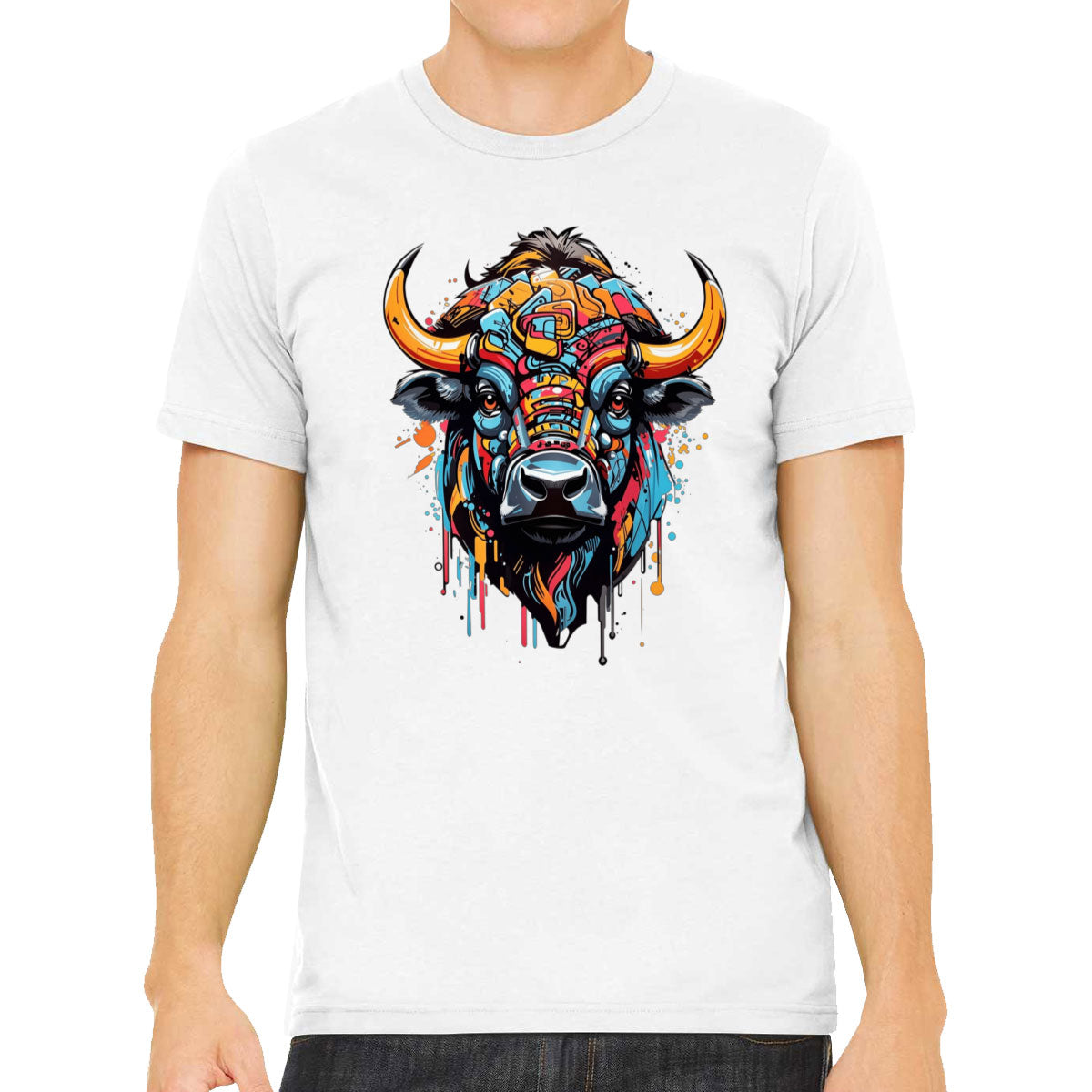 Illustration Colorful Bull head Men's T-shirt