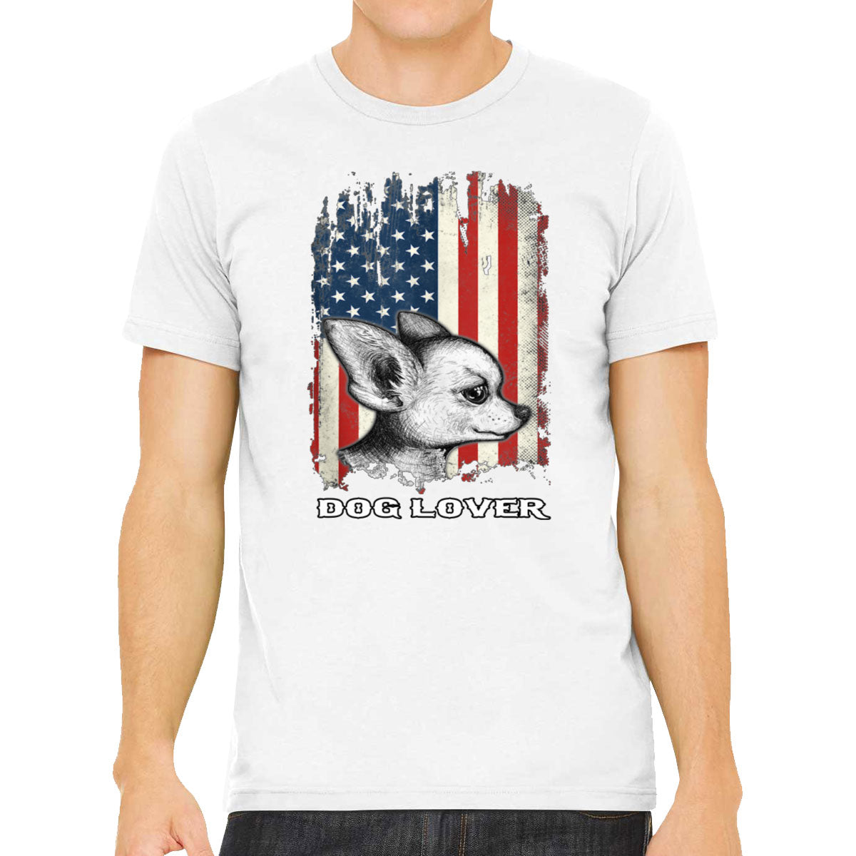 Chihuahua Dog Lover With American Flag Men's T-shirt